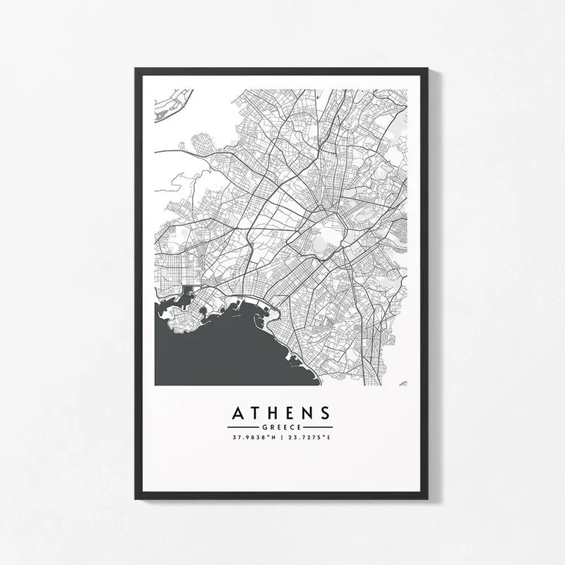 Juliste - Ateen kartta Kuuma Tarjous