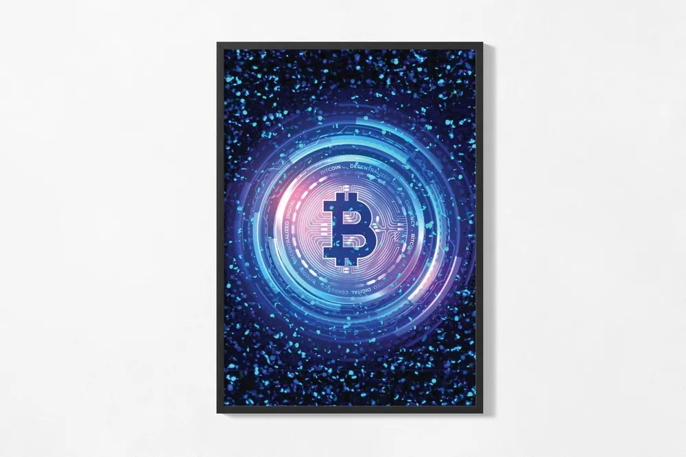 Turvallinen Maksu Juliste - Bitcoin Digital Art