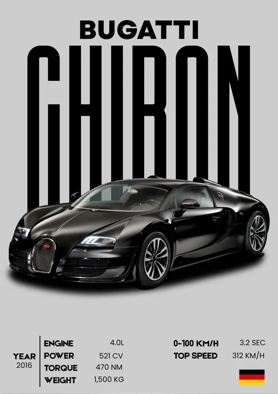Juliste - Bugatti Chiron 2016 Lähetetään Heti