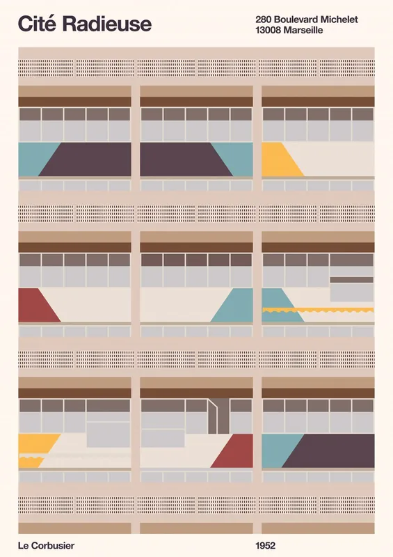 Juliste - Cité Radieuse, Le Corbusier Vain Tänään