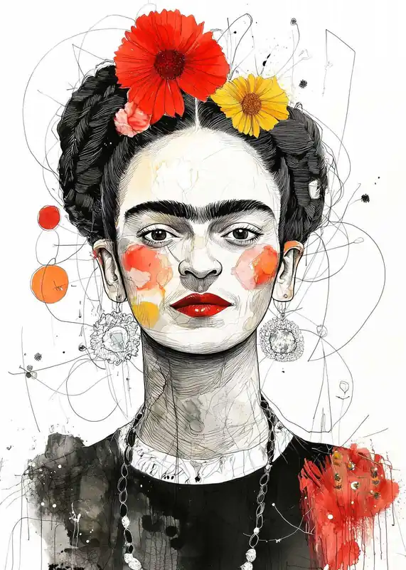 Juliste - Frida Kahlo Taiteellinen Muotokuva Halpa Hinta