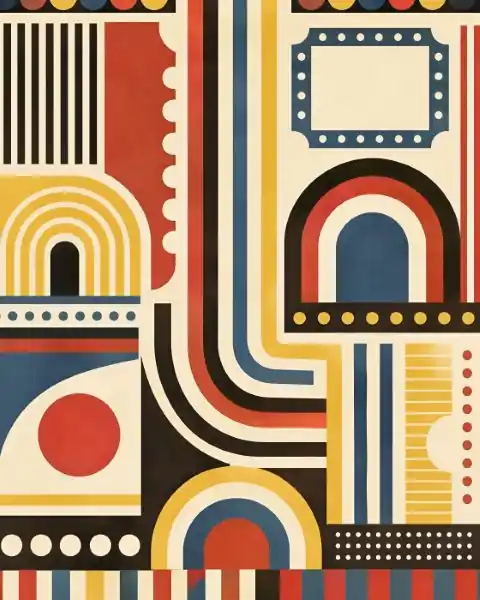 Juliste - Retro Geometrinen Taide Tehdashinta