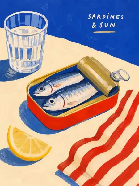 Juliste - Sardinit ja Aurinko Heti Saatavilla