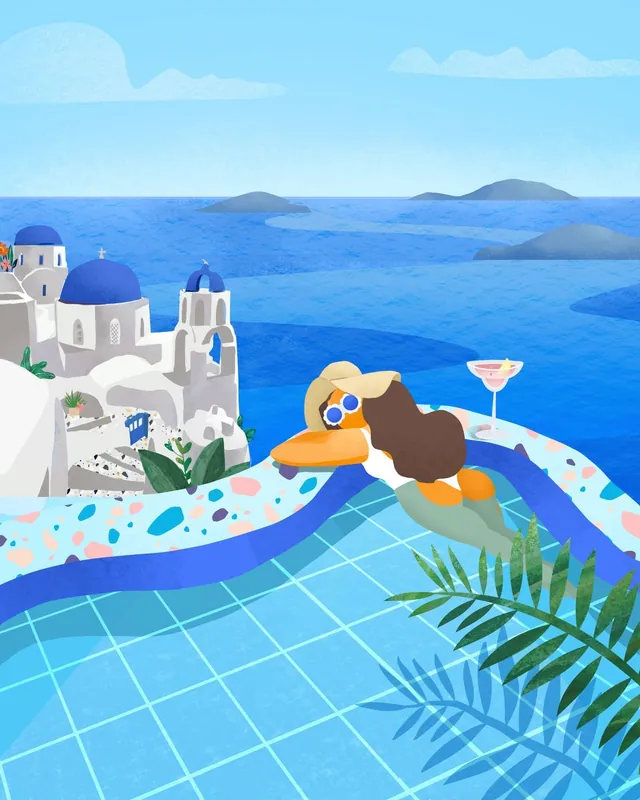 Älä Missaa Juliste - Santorini Rentoutuminen