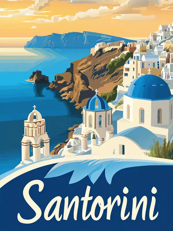 Heti Saatavilla Juliste - Santorinin rannikko