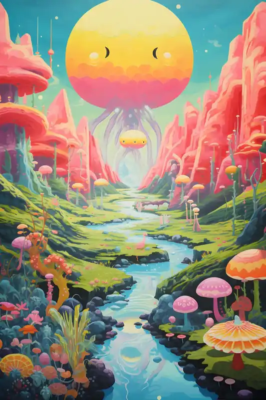 Juliste - Surrealistinen Maisema Korkea Laatu