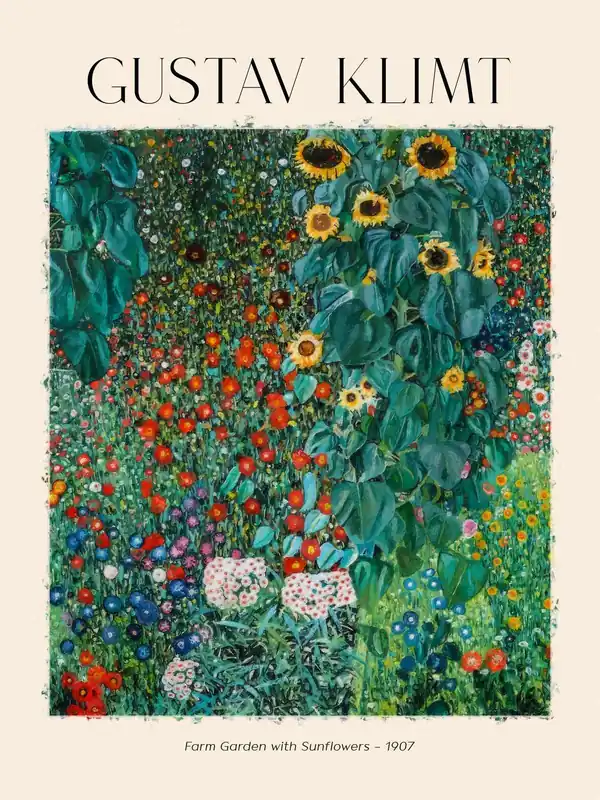 Poster - Farm Garden with Sunflowers Tarjous