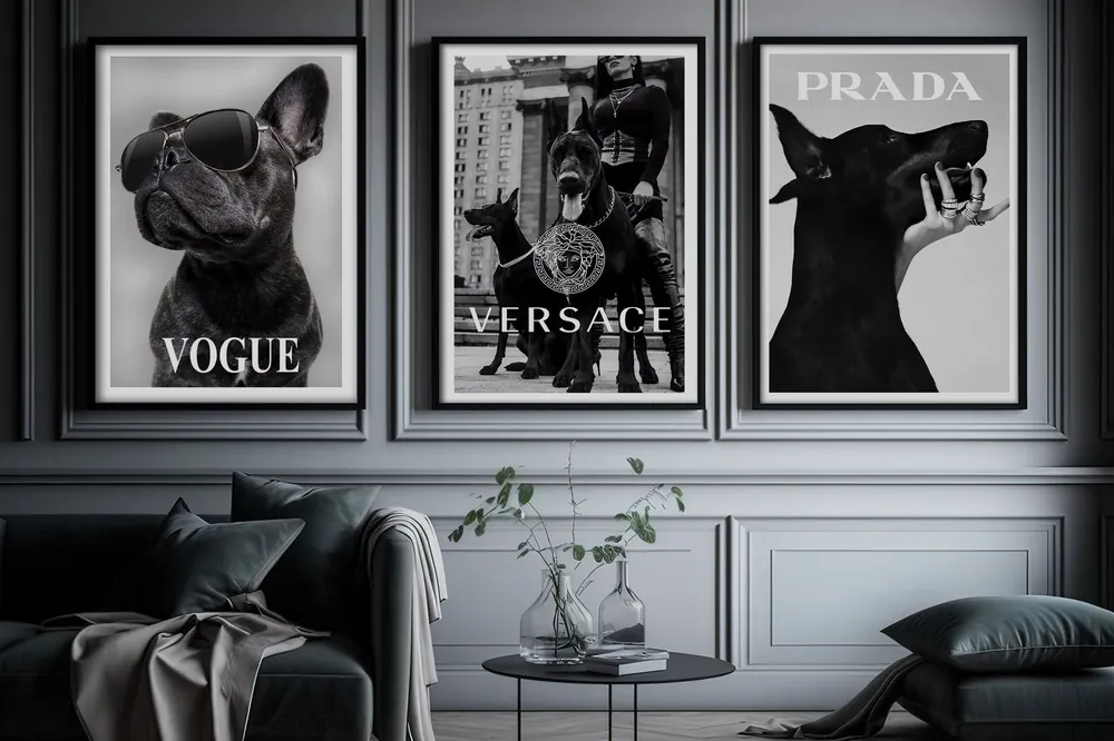 Poster - Fashion Dog Poster / Set of 3 Korkea Laatu