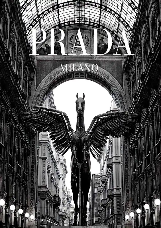 Prada Milano Mustavalkoinen Juliste Nopea Toimitus