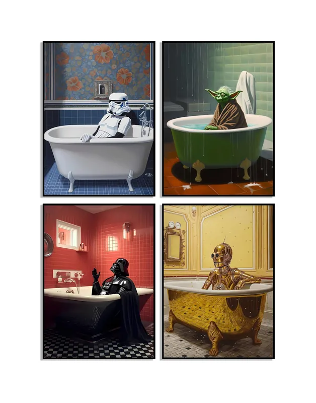 Star Wars -hahmot kylpyammeissa julisteet 4 kpl Tilaa Heti