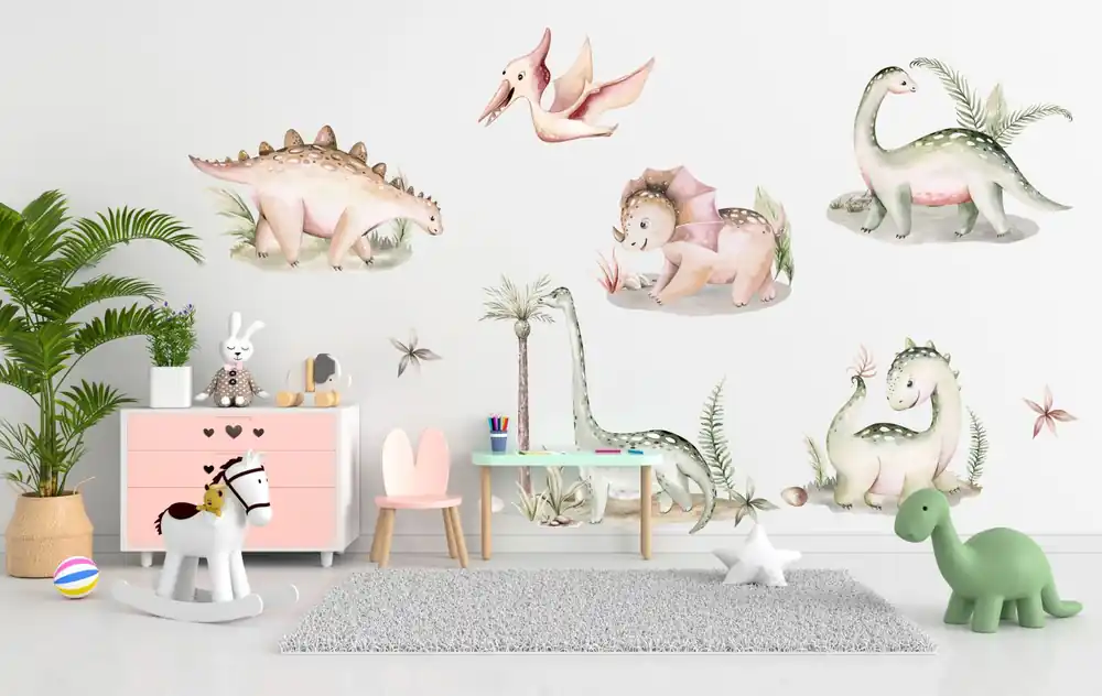 Seinätarra - Happy Dino Wonderland -setti Tilaa Heti
