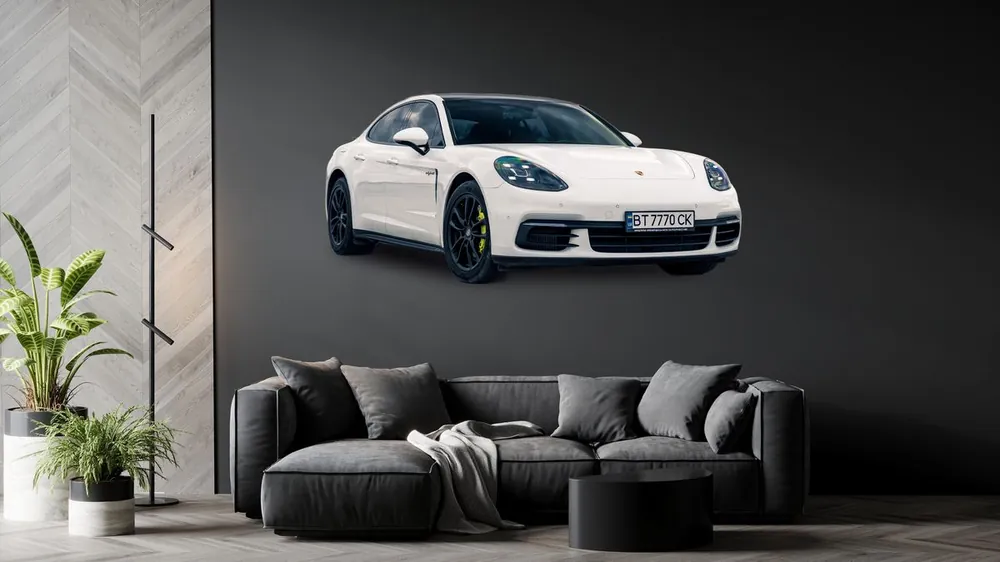 Seinätarra - Porsche / Valkoinen Halpa Hinta