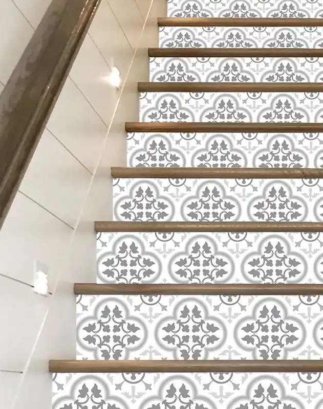 Heti Saatavilla Seinätarra - Stair Riser / Harmaa kuvio / Sarja 13
