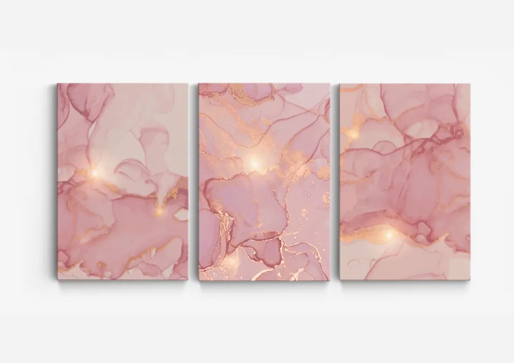 Abstrakti Pinkki Canvas-taide - 3 Setti Alennus