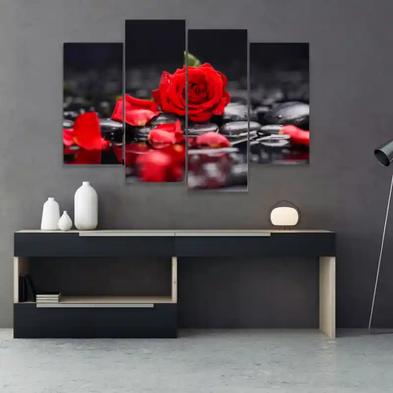 4 Piece Prints Flower Rose Picture Wall Art öljymaalauksia Canvas Painting Pakollinen (Must-Have)