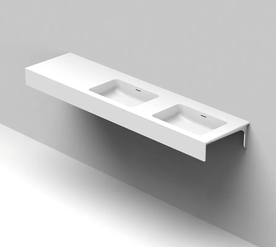 Asiakkaiden Suosikki Balteco Standard mittatilausallastaso 140-200X50X15 cm mattavalkoinen Xonyx erillinen ylivuoto kulho oikealla kaksoisallas etureunalla