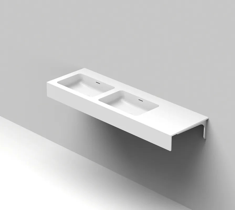 Suosittu Balteco Standard mittatilausallastaso 120-160X50X15 cm mattavalkoinen Xonyx erillinen ylivuoto kulho vasemmalla kaksoisallas etureunalla