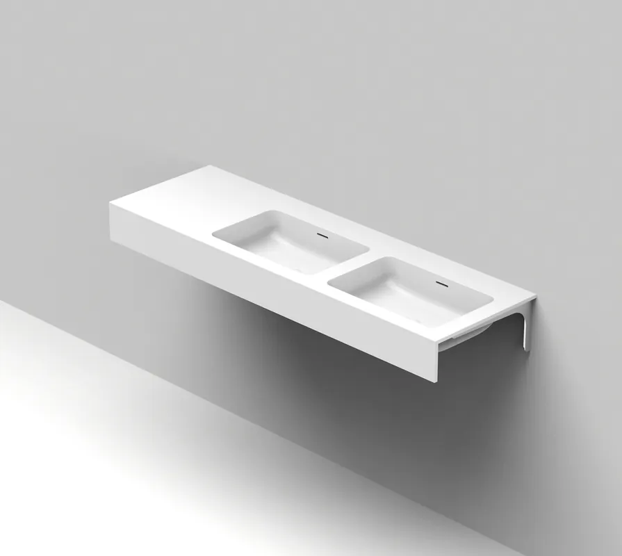 Merkkituote Balteco Standard mittatilausallastaso 120-160X50X15 cm mattavalkoinen Xonyx erillinen ylivuoto kulho oikealla kaksoisallas etureunalla