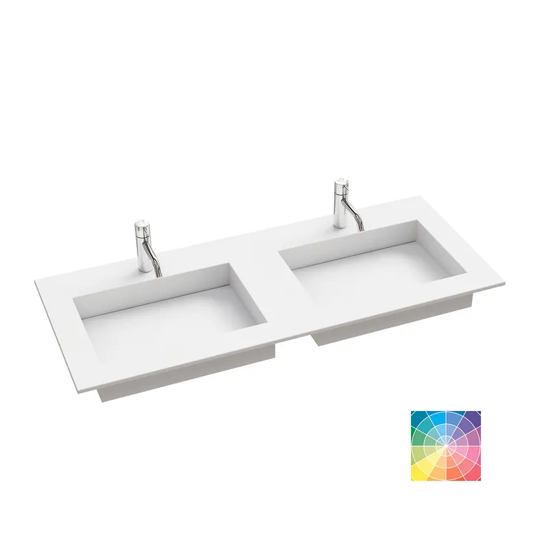 Dansani Calidris Angular mittatilaus kalusteallas 160-179X50,5X1,2 cm valinnainen silestone/dekton väri HR2 silestone 2 hanareikää kaksoisallas Ilmainen Palautus