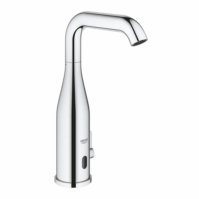 Uutuus GROHE Essence E kosketusvapaa pesuallashana pistotulppamuuntajalla kromi lämpötilansäädöllä