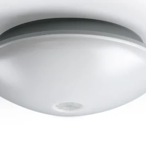 LED-tunnistinvalaisin Ensto AVR254 11W/830 PIR Ø254x95 mm IP54 vaaleanharmaa Poisto
