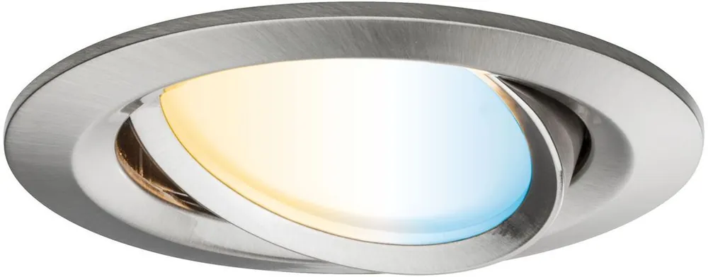 Upotettava LED-valaisin Paulmann Nova Plus Coin, Smart Home Zigbee 3.0, Ø84mm, säädettävä värilämpötila, himmennettävä, harjattu rauta Vain Tänään