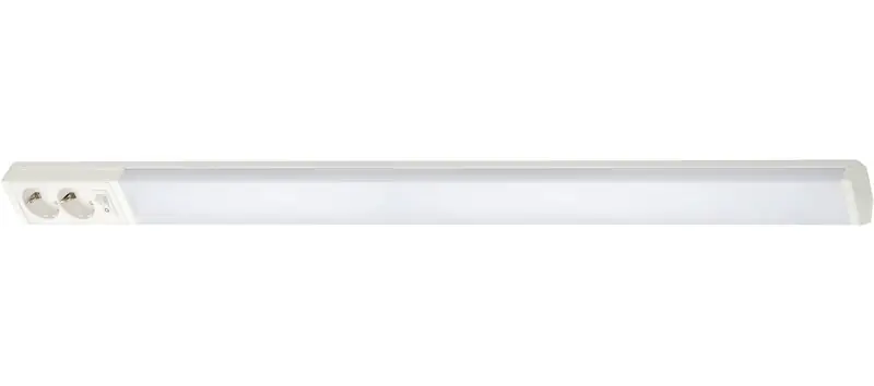 Uusi Malli LED-työpistevalaisin Airam Handy 1100, 14W/830/840, 1100x74mm, 2-osainen pistorasia+kytkin, IP21, valkoinen/opaali