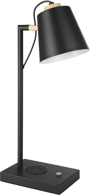 LED-Pöytävalaisin latausasemalla Eglo Lazey-QI 5.5W 24x13,5x50cm musta/puu Viimeinen Mahdollisuus