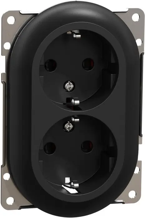 Viikonlopputarjous Matala pistorasia Schneider Electric ELKO One, 2-osainen, 16A, IP21, UKR, uppoasennus, keskiölevyllä, ruuviliitos