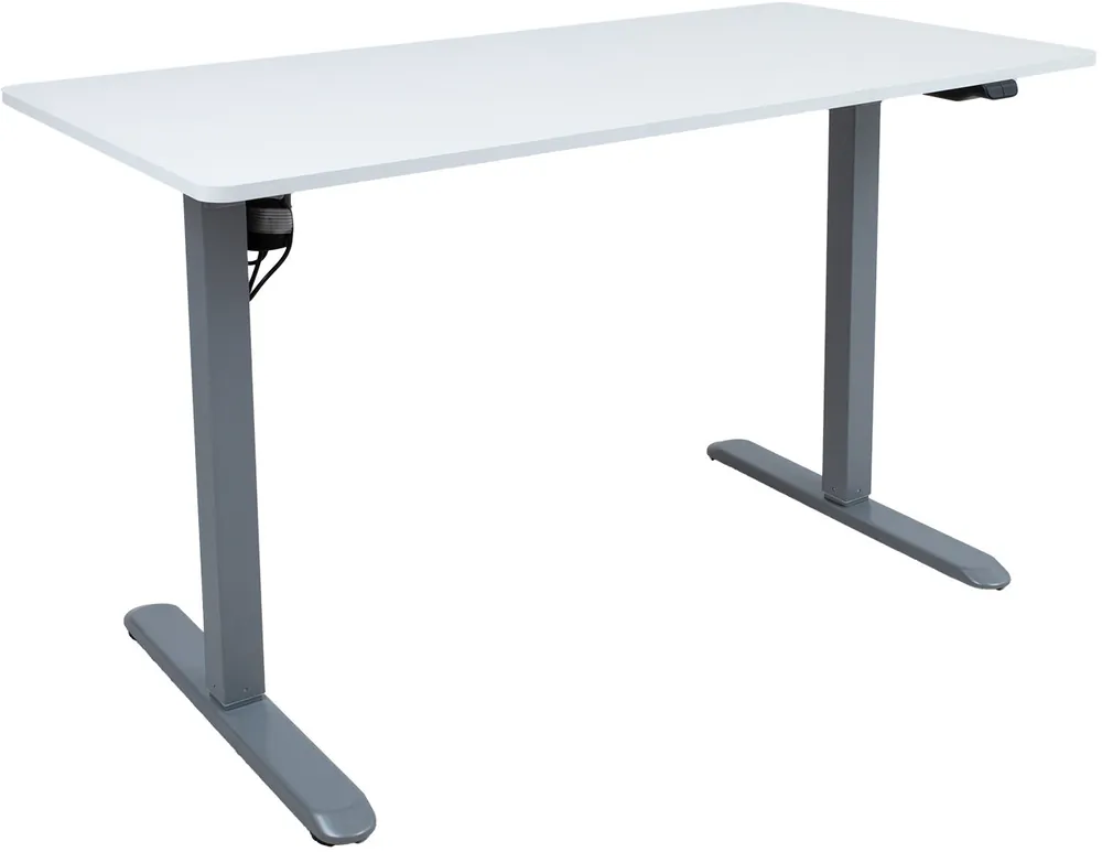 Edullinen Työpöytä Home4You ERGO LIGHT 1 moottorilla 120x60xK73-118 cm, valkoinen/hopeanharmaa