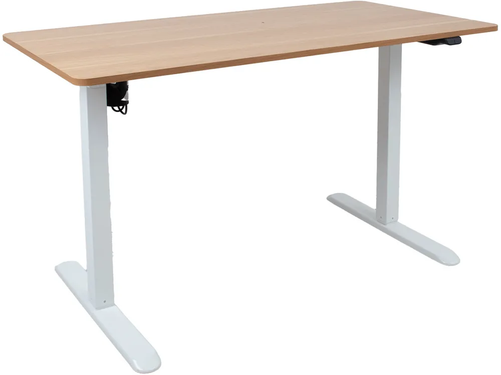 Osta Verkossa Työpöytä Home4You ERGO LIGHT 1 moottorilla 120x60xK73-118 cm, tammi/valkoinen