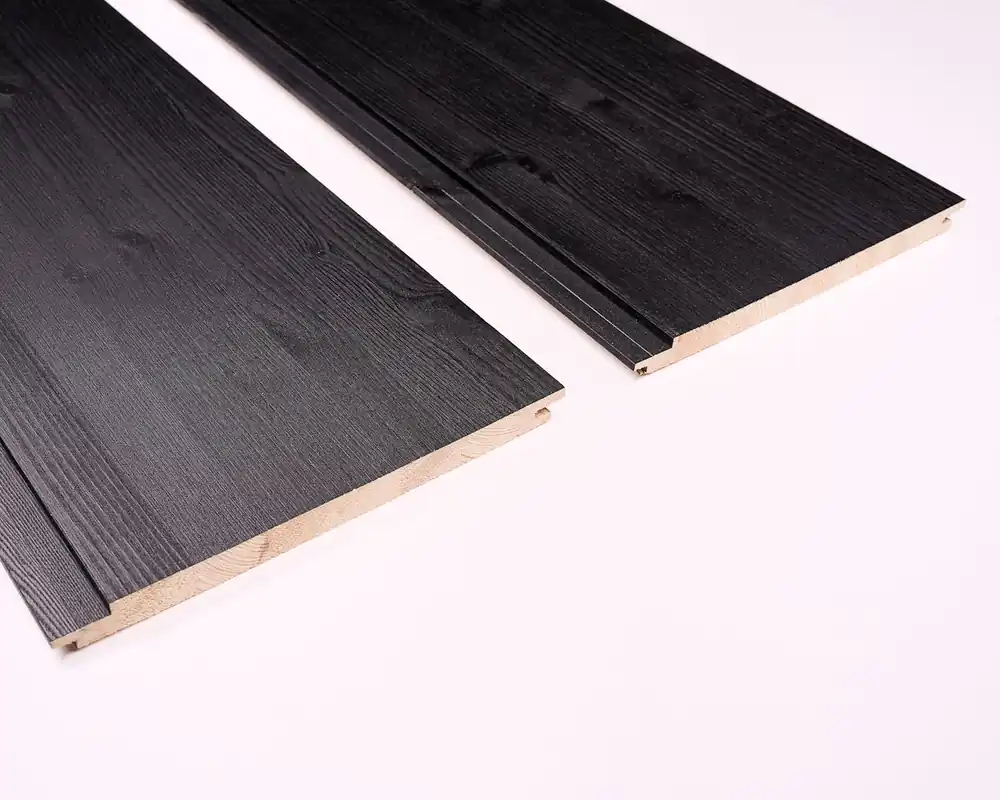Sisustuspaneeli Siparila Aava 15x220x2050 mm mänty liimapuu lakattu kuultava musta Kaamos Asiakkaiden Suosikki