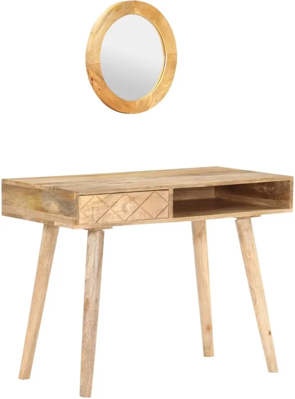 Pukeutumispöytä 100x50x76 cm, täysi mangopuu Aito