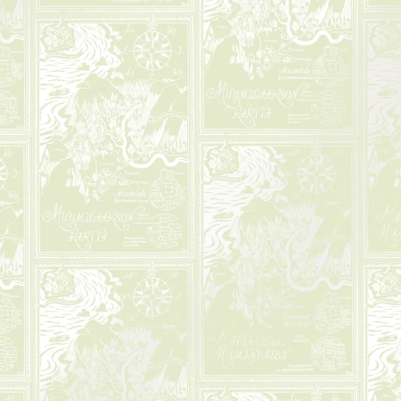 Lastenhuoneen tapetti Sandudd Muumi 5348-10, vihreä, non-woven. Edullinen