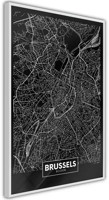 Heti Saatavilla Juliste Artgeist Dark Map of Brussels kehyksillä eri kokoja