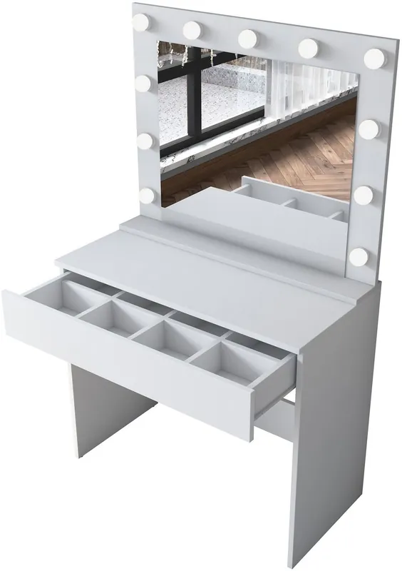 Viikonlopputarjous Meikkipöytä valolla Linento Furniture, BJ120-2916, valkoinen