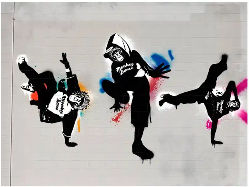 Kuvatapetti Artgeist Monkey dance - street art eri kokoja Alennettu