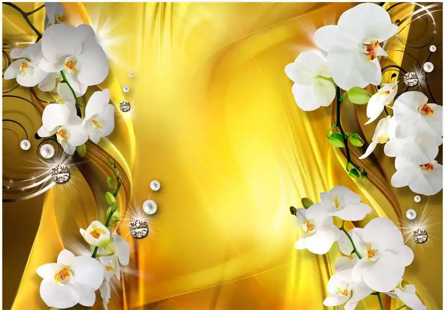 Kuvatapetti Artgeist Orchid in Gold eri kokoja Vain Tänään