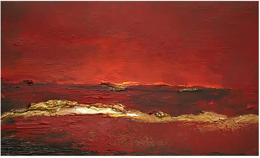 Alennus Kuvatapetti Artgeist Gold wave, 270x450cm, punainen