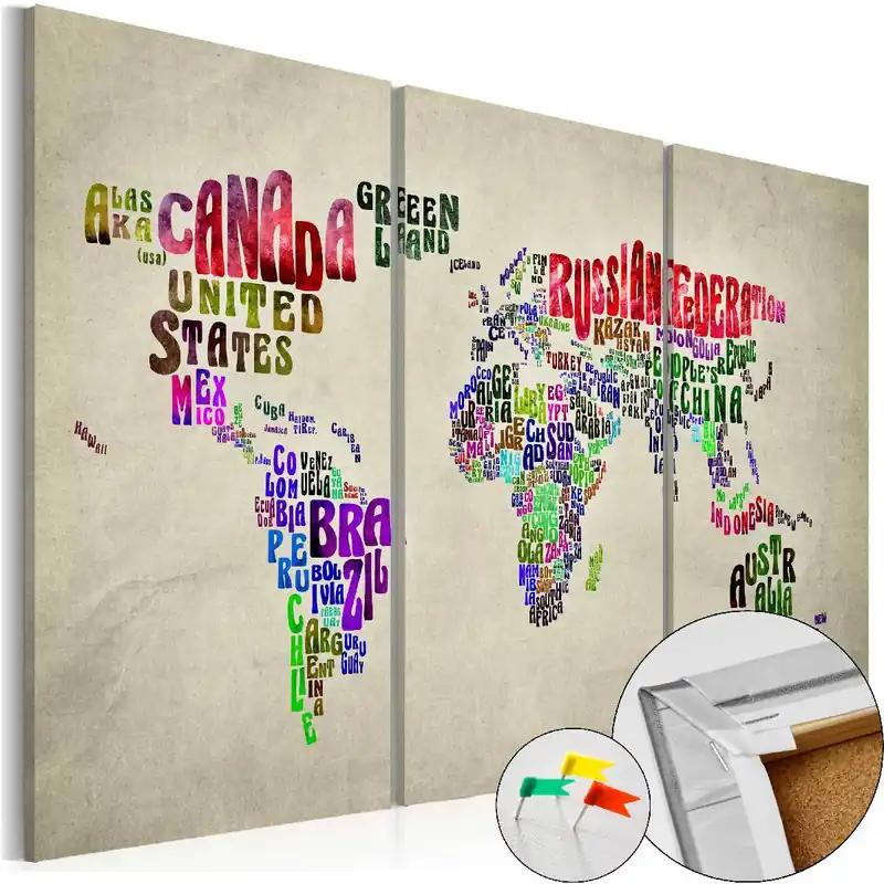 Nopea Toimitus Korkkitaulu Artgeist Colorful Countries eri kokoja