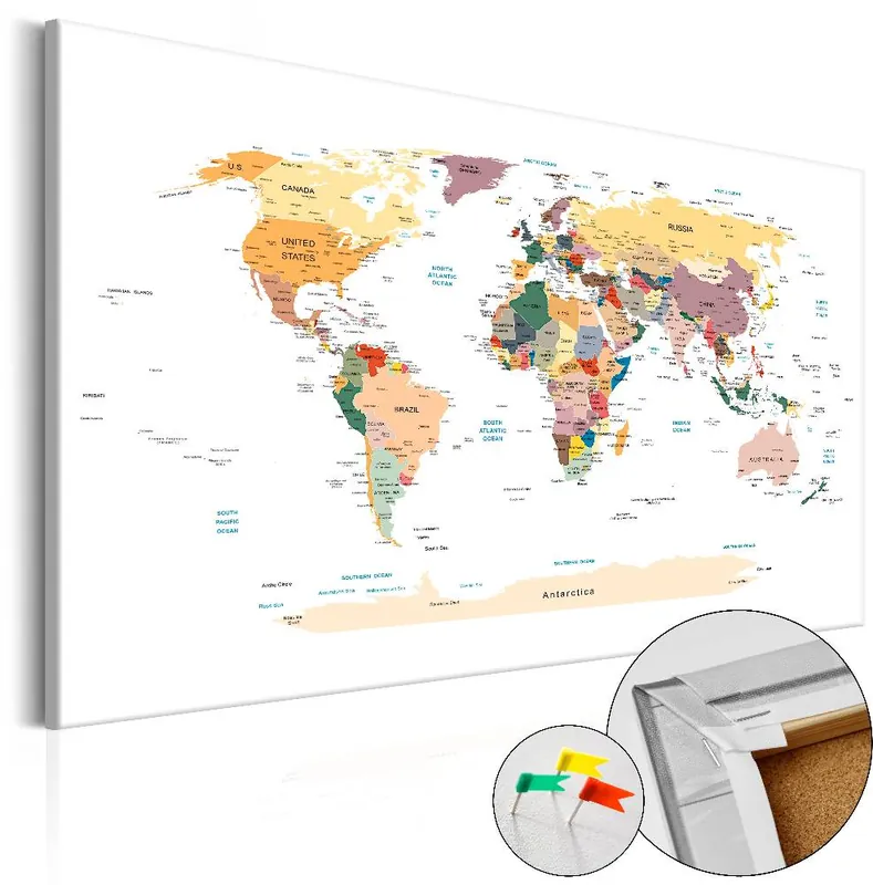 Heti Saatavilla Korkkitaulu Artgeist World Map eri kokoja