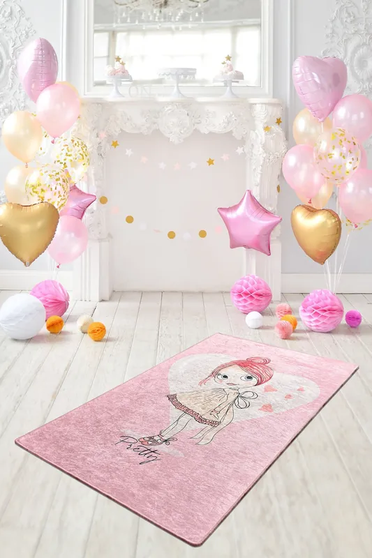 Uutuus Lastenhuoneen matto Linento Pretty, vaaleanpunainen, eri kokoja