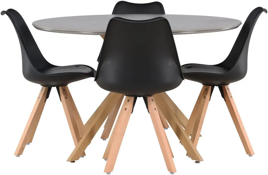 Ruokailuryhmä Venture Home, ⌀120cm harmaa/ruskea Piazza-ruokapöytä + 4 Zeno-tuolia Osta Nyt