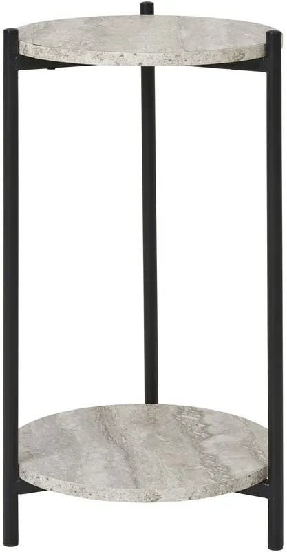 Turvallinen Maksu Sivupöytä House Nordic Leuven, ø27x46cm, harmaa/beige travertinekuosi