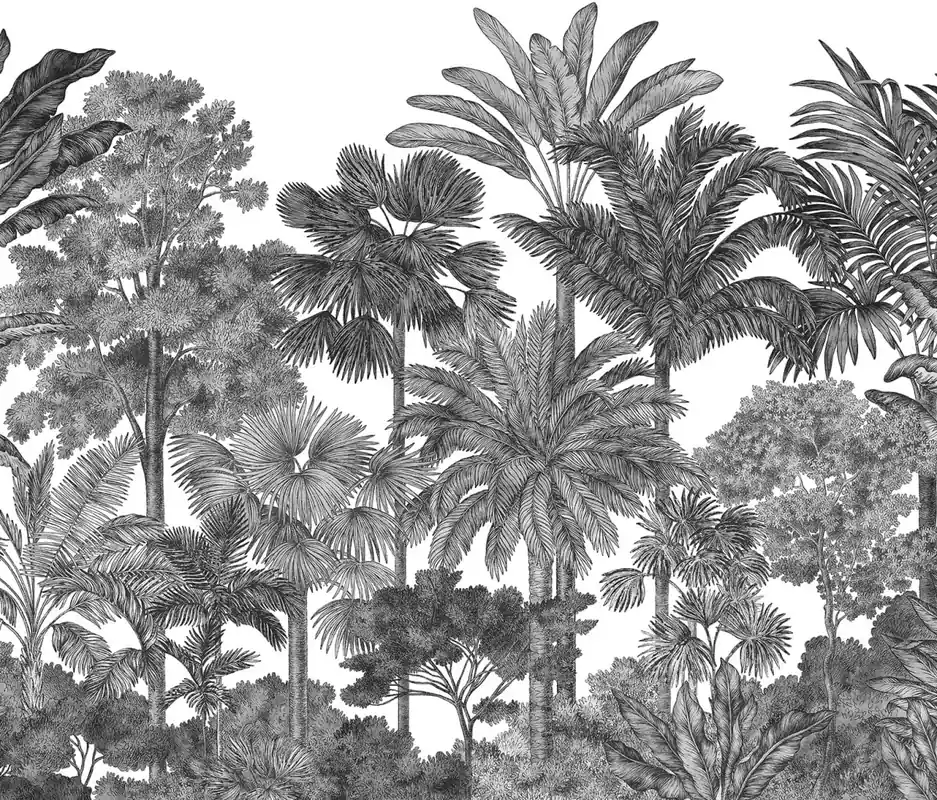 Mittatilaustapetti Rebel Walls Tropical Bellewood, Graphite (R17594) Superhinta