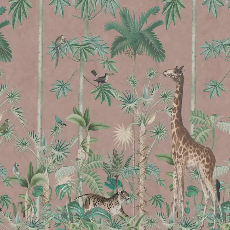 Mittatilaustapetti Rebel Walls Giraffes Stroll, Pink (R16796) Pakollinen (Must-Have)