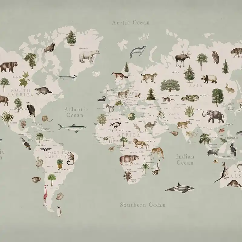 Mittatilaustapetti Rebel Walls Animal World, Mint (R18441) Tilaa Heti
