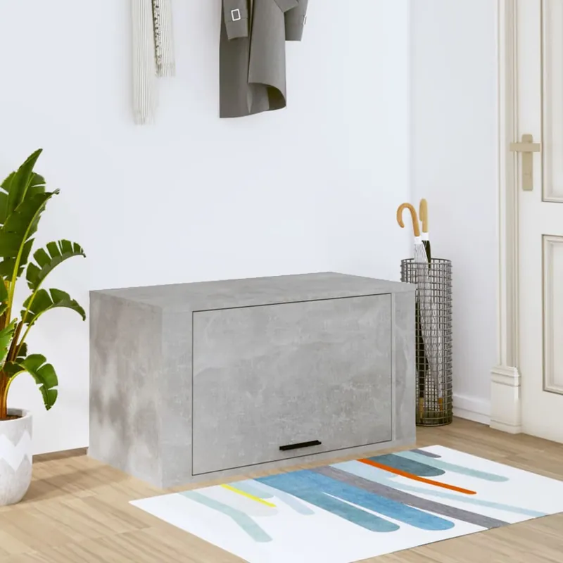 Seinäkenkäkaappi FinePRICE, 70x35x38 cm, tekninen puu, betoninharmaa Nopea Toimitus