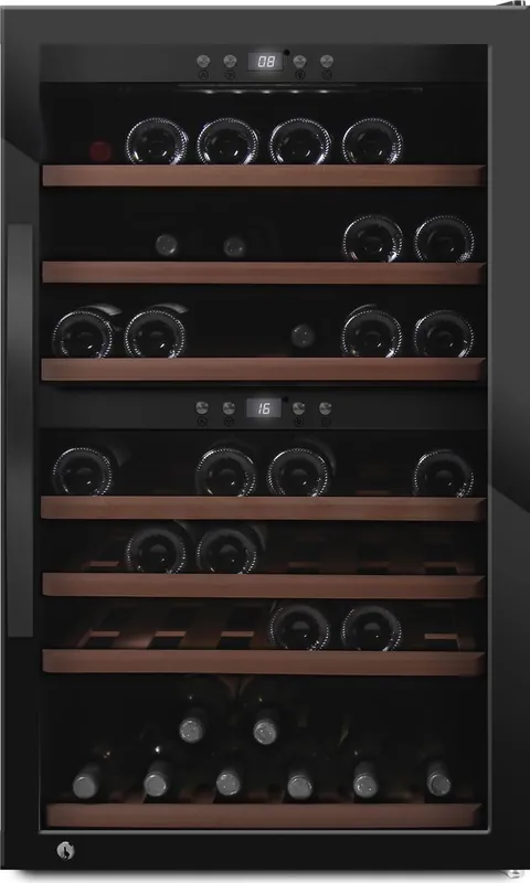 Ajankohtainen Viinikaappi mQuvée WineExpert 66 Fullglass SW-66B, 59.5cm, 2 lämpötila-aluetta, vapaasti seisova, musta